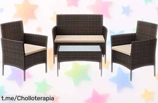 Conjunto de muebles de jardín SONGMICS que transforma tu patio en un refugio perfecto a precio de ganga, ¡no te pierdas este momentazo y relájate ya!