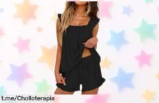 Conjunto de pijama de mujer 2 piezas Uniexcosm a precio de ganga, el look perfecto para soñar y lucir increíble mientras descansas. ¡No esperes más, aprovecha esta oferta única!