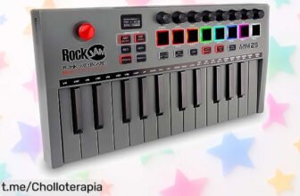 Controlador MIDI RockJam Go de 25 teclas, ¡rebajado a precio loco! Crea tus ritmos a fondo con Bluetooth y pads iluminados. No te quedes sin el tuyo, la música te espera.