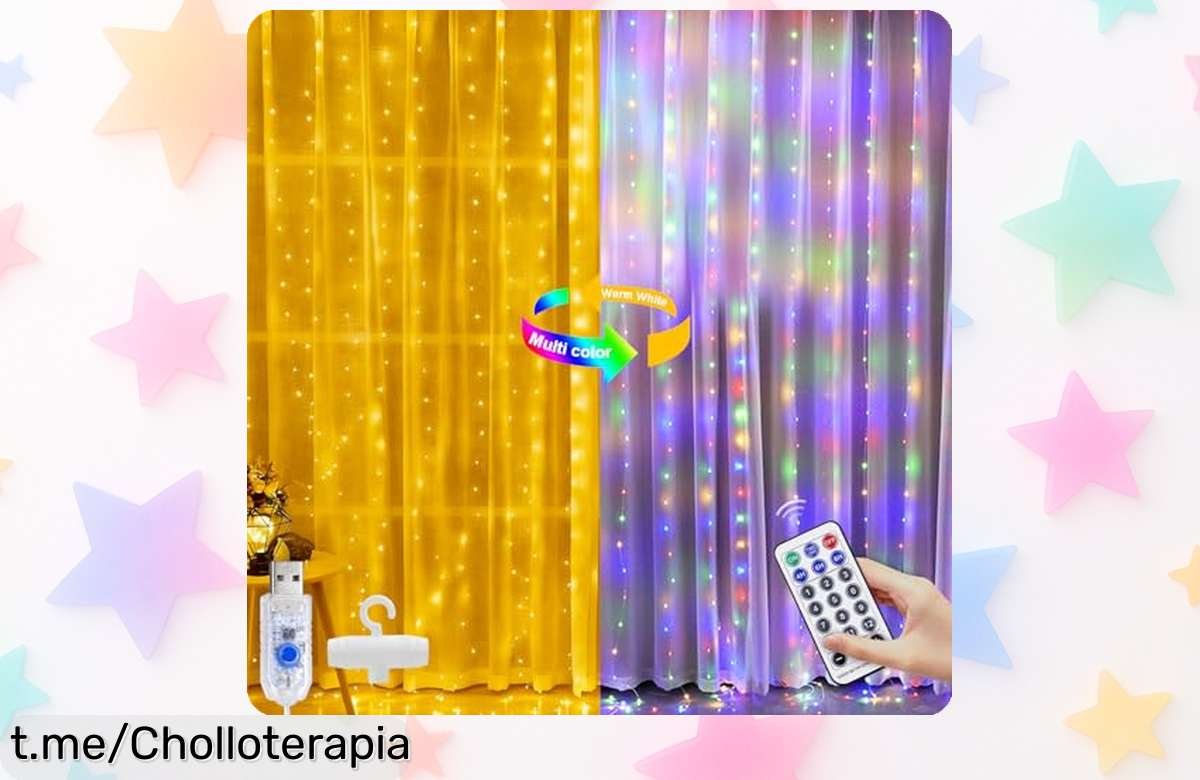 Cortina luminosa mágica de 3 x 3 m con 300 LED y mando a distancia, ¡transforma cualquier espacio en un flair especial! Aprovecha este preciosísimo chollo antes que se acabe.