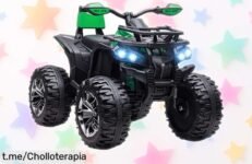 Cuatrimoto eléctrica HOMCOM para niños de 3 a 5 años, diversión garantizada con música y velocidad ajustable. ¡Aprovecha esta oferta irrepetible y motívate a vivir grandes aventuras!