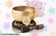 Cuenco tibetano artesanal Silent Mind de 9 cm, set completo hecho a mano en Nepal para meditar y relajarte con un sonido puro. Aprovecha este chollazo ya o te quedarás sin él.