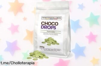 Deliciosa cobertura de chocolate sabor pistacho en callets Cacao V Delta, ¡no te pierdas este precio loco que transformará tus postres en obras maestras!