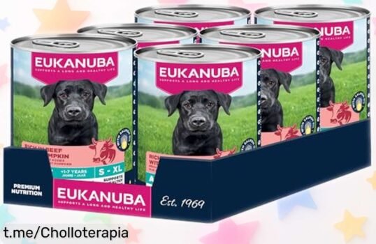 Deliciosa comida húmeda para perros adultos EUKANUBA con vacuno, pollo y calabaza: ¡Pack de 6 latas a precio de ganga que cuida la salud de tu peludo amigo!
