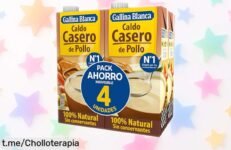 Delicioso caldo de pollo casero Gallina Blanca en pack de 4 briks, sabor auténtico y natural que da alegría a tus comidas: ¡no te quedes sin el tuyo!