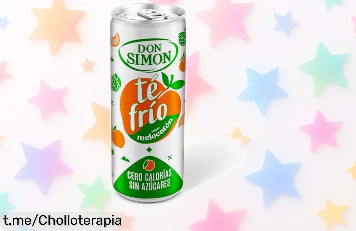 Delicioso té frío de melocotón Don Simón en lata, ¡rebajado y fresco para disfrutar ya! Aprovecha este precio de ganga y saborea cada sorbo como un premio.