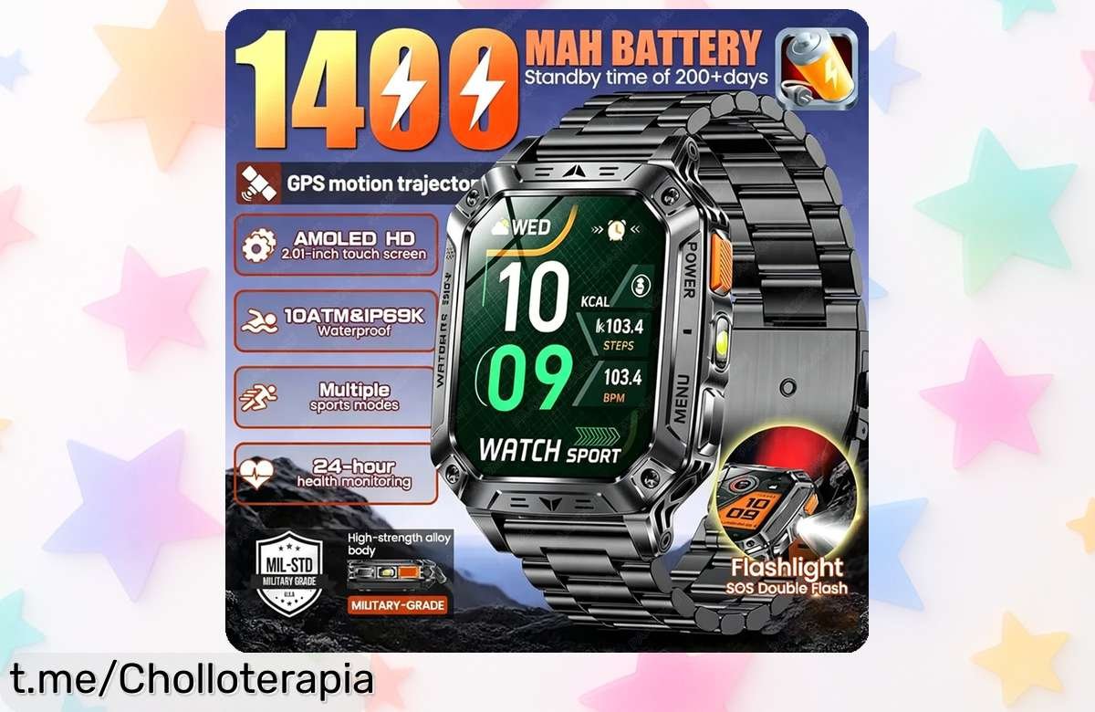 Descubre el nuevo reloj inteligente 2026: batería gigante, GPS y linterna. ¡Gran caída de precio! Aprovecha ya este chollazo para tus aventuras diarias.