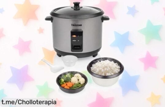 Descubre la olla arrocera Tristar RK6145, fácil de usar y con capacidad para 8 tazas; aprovecha su precio de ganga y deléitate cocinando platos irresistibles ya mismo.