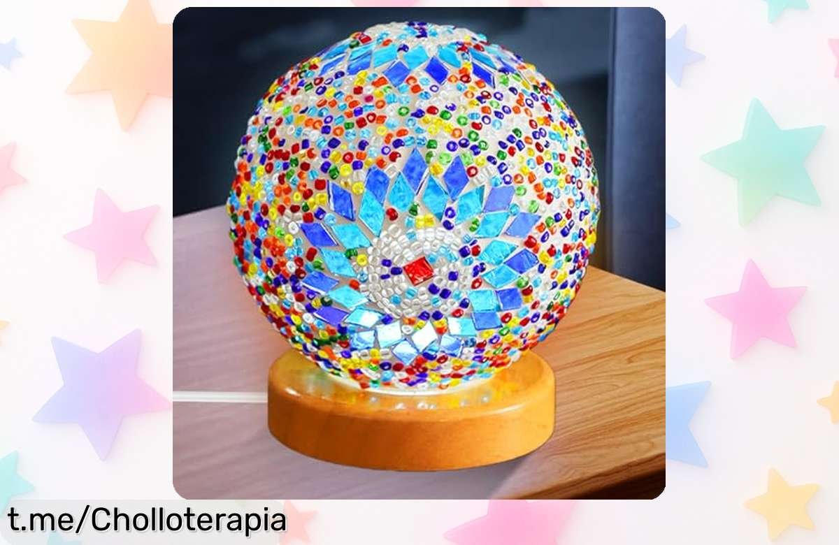 Deslumbrante lámpara bohemia de cristal y madera, con luz cálida regulable y 12 horas sin cables: un chollazo que hará brillar tus noches. ¡No te la pierdas!