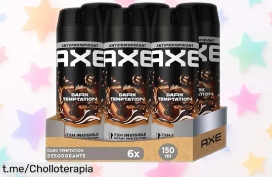Desodorante antitranspirante Axe Dark Temptation en pack de 6: aroma a chocolate negro y protección hasta 48 horas, ¡un chollazo para sentirte irresistible todo el día!