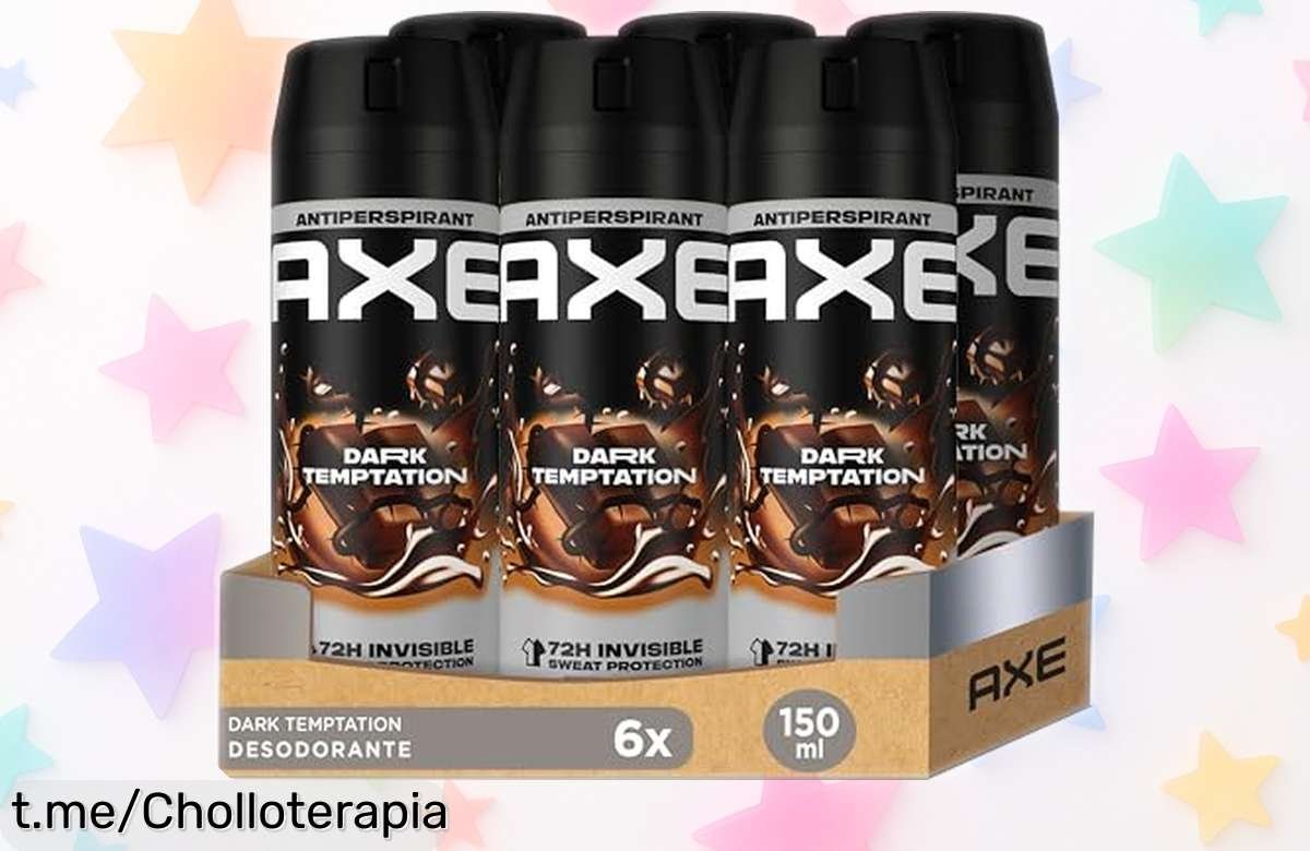 Desodorante antitranspirante Axe Dark Temptation en pack de 6: aroma a chocolate negro y protección hasta 48 horas, ¡un chollazo para sentirte irresistible todo el día!