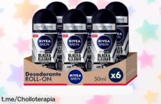 Desodorante rollon NIVEA MEN Black & White Invisible Original, pack ahorro de 6 unidades: ¡aprovecha este precio de ganga y cuida tu ropa sin manchas ya mismo!