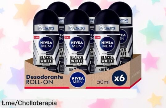Desodorante rollon NIVEA MEN Black & White Invisible Original, pack ahorro de 6 unidades: ¡aprovecha este precio de ganga y cuida tu ropa sin manchas ya mismo!