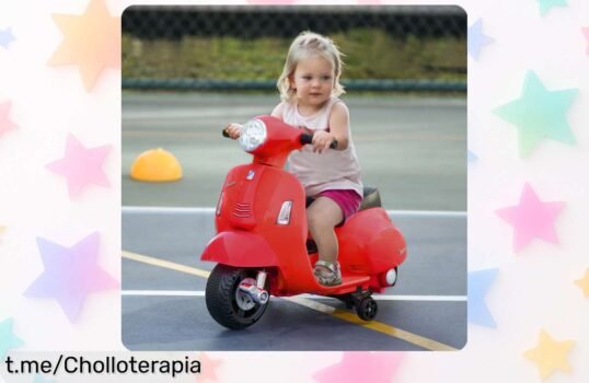 Divertida moto eléctrica HOMCOM Vespa con faro y bocina, ¡aplica el cupón y llévatela a un precio de risa para que los peques disfruten al máximo!