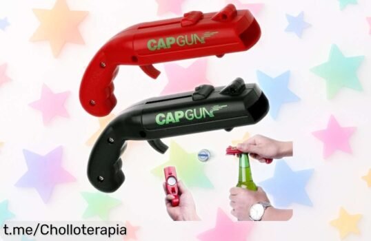 Divertido abrebotellas en forma de pistola que dispara los tapones, pack de 2 para animar tus fiestas: precio loco y diversión garantizada, ¡consíguelo ya!