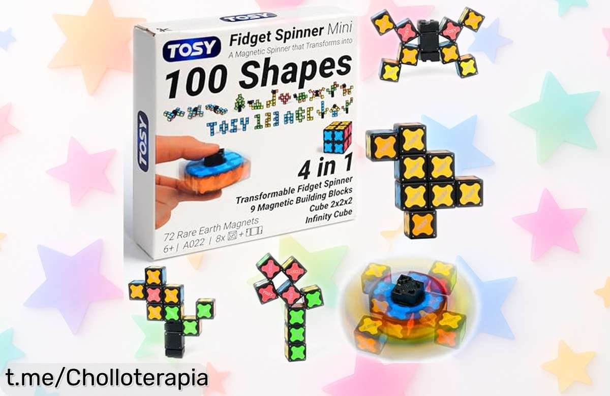 Diviértete sin parar con el spinner magnético transformable TOSY: 3 juguetes en 1 que mejoran tu coordinación y son perfectos para relajarte. ¡Aprovecha esta oferta única ya!