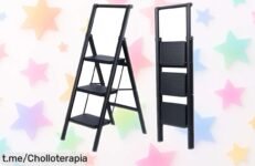 Escalera plegable UZIRO de 3 peldaños a un precio de ganga que te ayuda a alcanzar todo lo alto en casa y la oficina: no dejes pasar esta oportunidad increíblemente ligera y segura.
