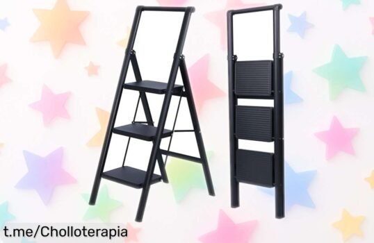 Escalera plegable UZIRO de 3 peldaños a un precio de ganga que te ayuda a alcanzar todo lo alto en casa y la oficina: no dejes pasar esta oportunidad increíblemente ligera y segura.