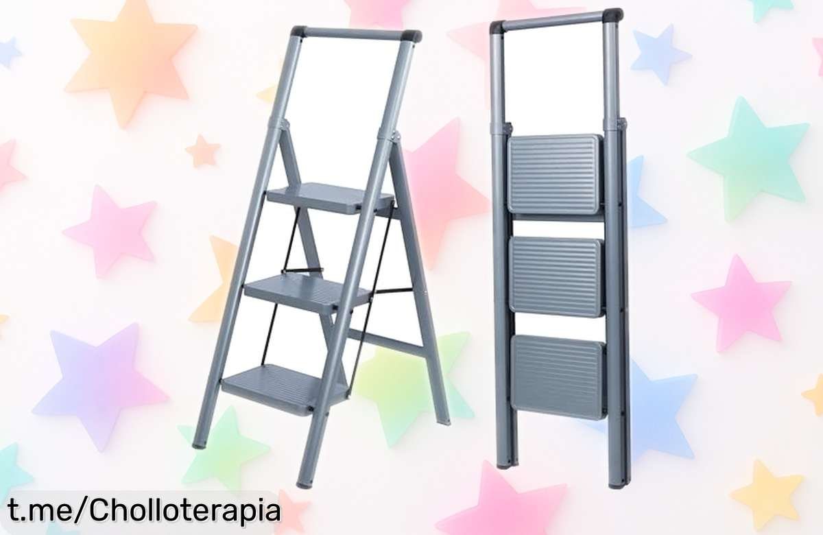 Escalera plegable de 4 peldaños UZIRO, ligera y resistente, con precio rebajado que te hará alcanzar lo imposible. ¡No esperes más y sube a este chollo!