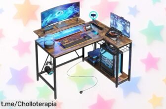 Escritorio en L Bestier con luces LED y USB: aprovecha este chollazo para transformar tu espacio pequeño. ¡No dejes pasar esta oferta que acabará pronto!