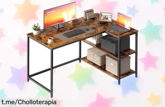 Escritorio en L compacto de VASAGLE, el chollazo que necesitas para tu estudio o gaming: aprovecha la rebaja y organiza tu mundo con estilo antes de que se agote.