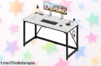 Espectacular escritorio Devoko de 140 cm con bolsillo reversible y soporte para auriculares, el ofertón ideal que no puedes dejar escapar para estudiar como un campeón.
