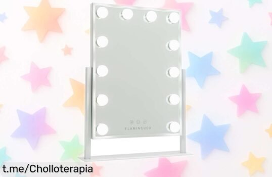 Espejo de maquillaje con 12 luces LED Flamingueo a precio de escándalo: ¡lúcete cada día con la luz perfecta! No dejes escapar esta oportunidad brillante.