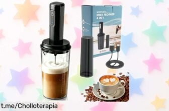 Espumador de leche eléctrico recargable para café y capuchino con vaso de 300 ml. ¡Descubre el precio de ganga que hará tu día más especial!
