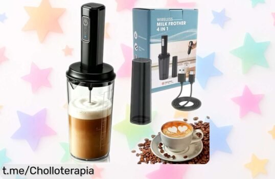 Espumador de leche eléctrico recargable para café y capuchino con vaso de 300 ml. ¡Descubre el precio de ganga que hará tu día más especial!