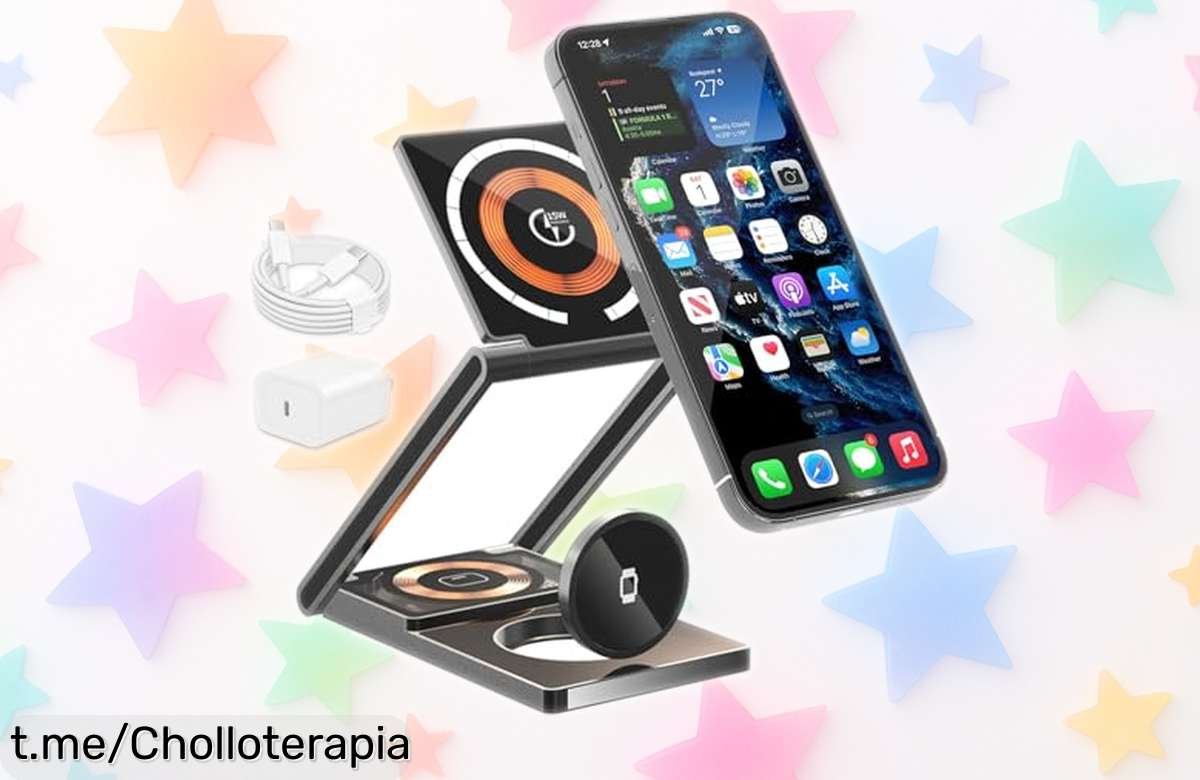 Estación de carga 3 en 1 para iPhone, Apple Watch y AirPods: el chollo que traes a casa te mantiene conectado mientras disfrutas de tus momentos favoritos. ¡No te lo pierdas!