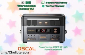 Estación de energía portátil OSCAL PowerMax 3600PE con 2016Wh y carga ultrarrápida, ¡rebajada a un precio loco para que nunca te falte energía en tus aventuras!