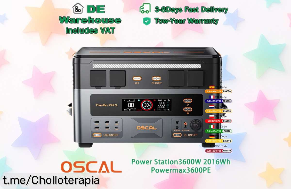 Estación de energía portátil OSCAL PowerMax 3600PE: potencia impresionante a precio rebajado, ¡no te quedes sin electricidad cuando más la necesitas!