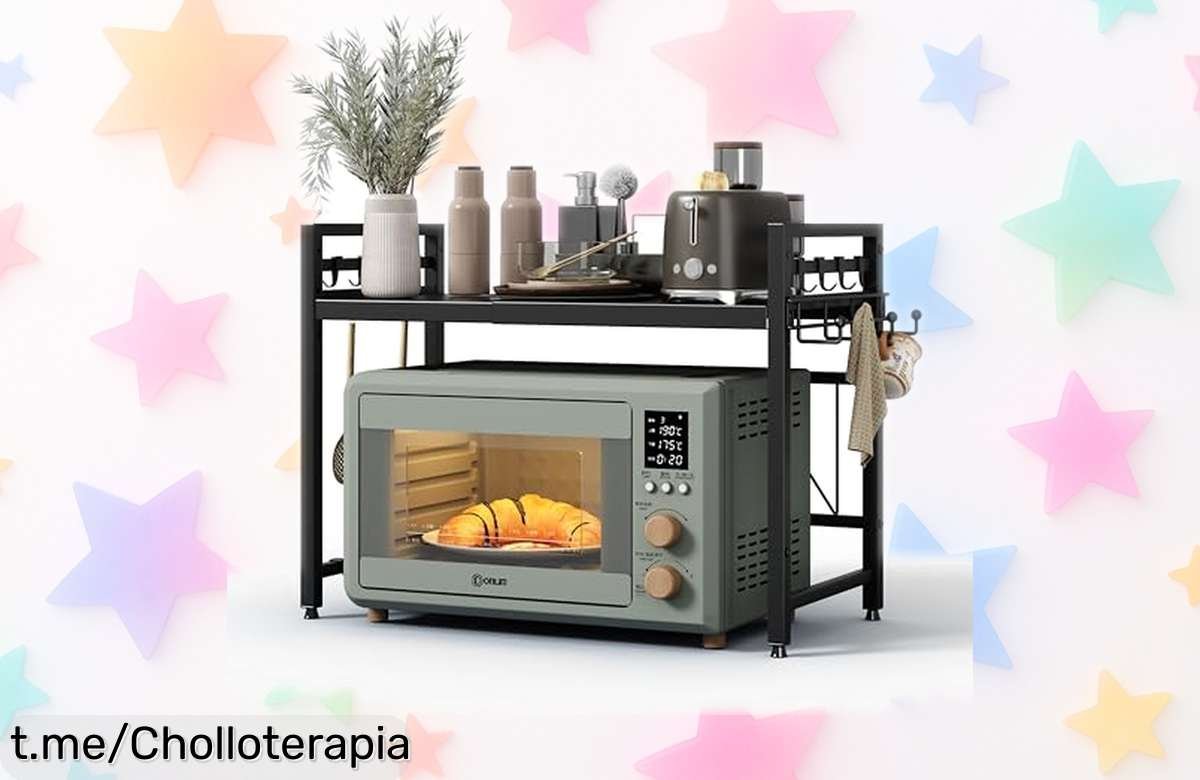 Estante ajustable para microondas NETEL, super chollo que maximiza tu espacio con 2 niveles y sin taladrar. ¡Aprovecha esta oferta antes de que se agote!