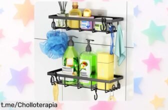 Estantería de ducha SUMAITech sin taladro en pack de 2, gran espacio para tu gel y champú; ¡no te pierdas este ofertón que da vida a tu baño!