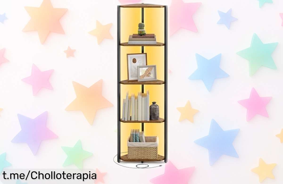 Estantería esquinera de 5 niveles VASAGLE con luces LED ajustables para decorar tu hogar: ¡rebajado a un precio increíble, dale vida a tus espacios ahora mismo!