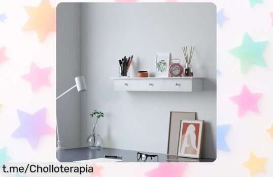 Estantería flotante SONGMICS con 3 cajones, perfecto para maximizar espacio en tu hogar y mantener todo ordenado a un precio que no podrás creer. ¡No dejes pasar esta oportunidad única!
