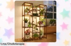 Estantería para plantas Bamworld con luz de cultivo y 3 modos, ¡ideal para transformar tu hogar! Aprovecha este chollazo que hará brillar tus plantas como nunca.