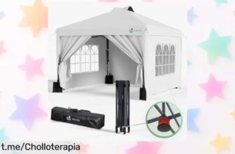 Gazebo plegable 3x3 m de VOUNOT, ideal para tus fiestas y escapadas: ¡precio loco y fácil de montar! Protege del sol y la lluvia. No te lo pierdas, hazlo tuyo ya.
