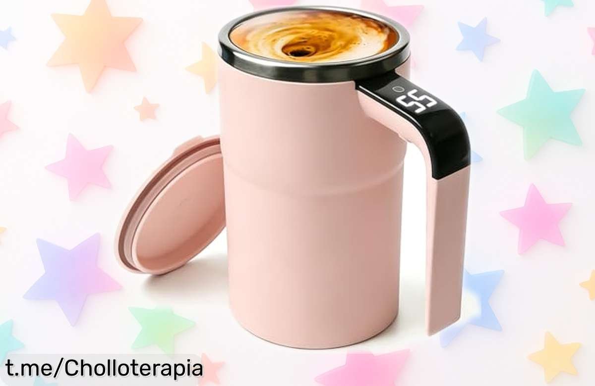 Genial taza autoagitadora de 380 ml con pantalla de temperatura, mezcla tus bebidas al instante y disfruta del sabor perfecto. ¡Aprovecha esta oferta que no se repite!