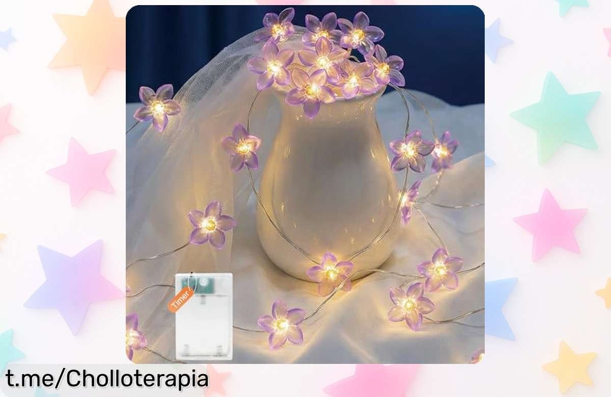 Guirnalda de flores LED Afaiup de 2 m con luz cálida que transformará tu espacio en un lugar mágico, no te pierdas este chollazo que hará brillar tus momentos.