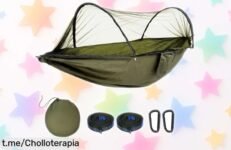 Hamaca de camping ultraligera DEPAR: ¡disfruta del aire libre con un chollazo resistente hasta 300 kg y llévala a donde quieras! ¡No esperes más para relajarte en ella!