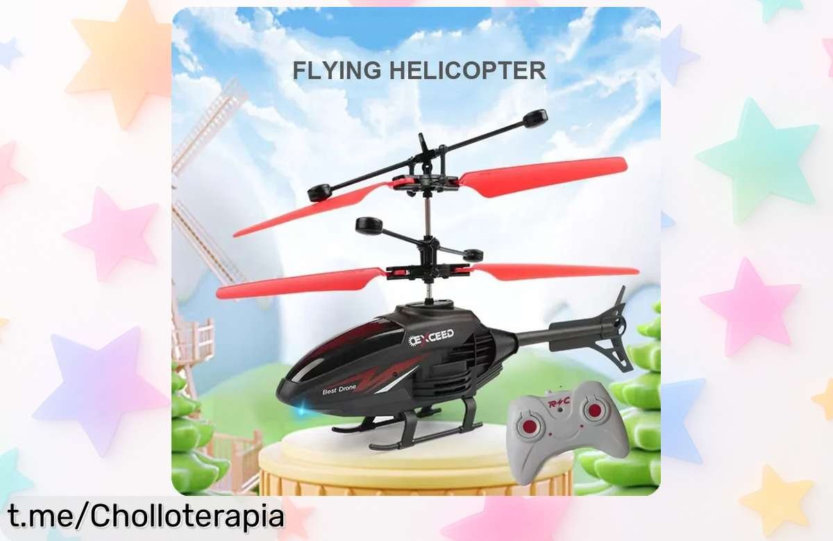 Helicóptero RC de inducción con control remoto y luces, ¡vuela sin miedo a caídas! No te pierdas este precio loco que hará volar la diversión en casa.