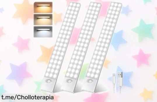 Ilumina tu hogar con el pack de 3 luces LED con sensor de movimiento: Brillo ajustable y batería recargable, ¡aprovecha este ofertón antes que se agote!
