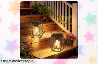 Ilumina tus noches de verano con los farolillos solares Kimjo, ¡pack de 2 a precio de ganga! Sorpréndete con su luz cálida y resistenciales incluso ante la lluvia.