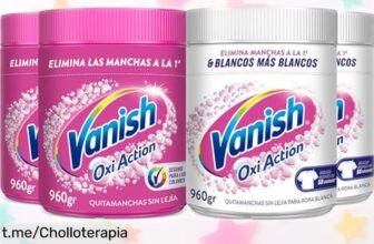 Impecable quitamanchas en polvo Vanish Oxi Action, pack de 4 botes a precio rebajado: ¡dile adiós a las manchas y luce ropa como nueva!