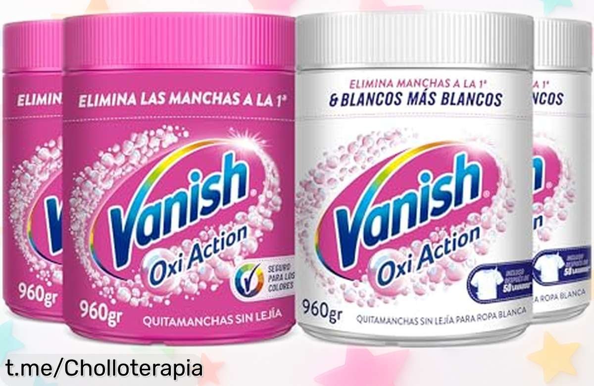Impecable quitamanchas en polvo Vanish Oxi Action, pack de 4 botes a precio rebajado: ¡dile adiós a las manchas y luce ropa como nueva!