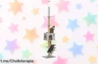 Impresionante árbol para gatos PawHut de suelo a techo, ajustable y lleno de diversión; aprovecha el chollazo con cupón ¡Tus gatos se lo merecen!