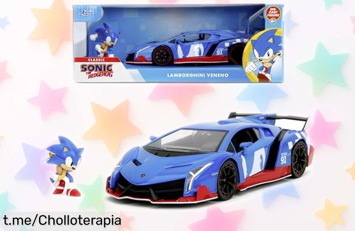 Impresionante coche Lamborghini Veneno de Sonic a escala 1:24, un super chollo con detalle extremo y figuras; ¡no dejes pasar esta oportunidad que vuela!