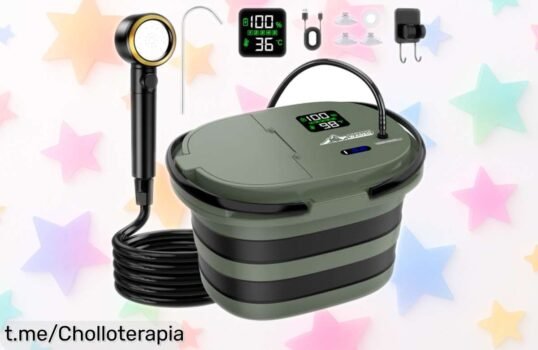 Impresionante ducha de camping WADEO 2026 con bomba integrada, ahora a precio rebajado: disfrutarás hasta 220 minutos de agua como nunca antes ¡No te la pierdas!