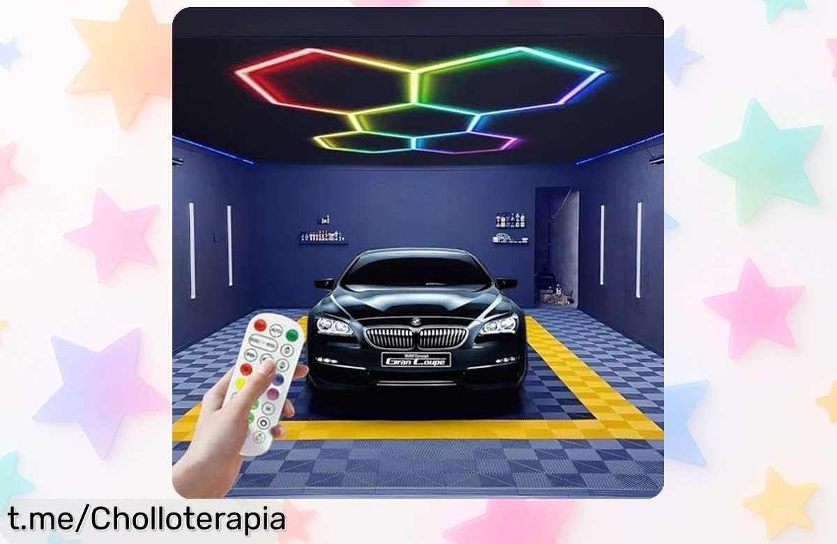 Impresionante lámpara de techo LED hexagonal RGB para garaje, pack de 24 tubos conectables, ¡ilumina tu taller a lo grande con un precio de escándalo que no puedes dejar escapar!